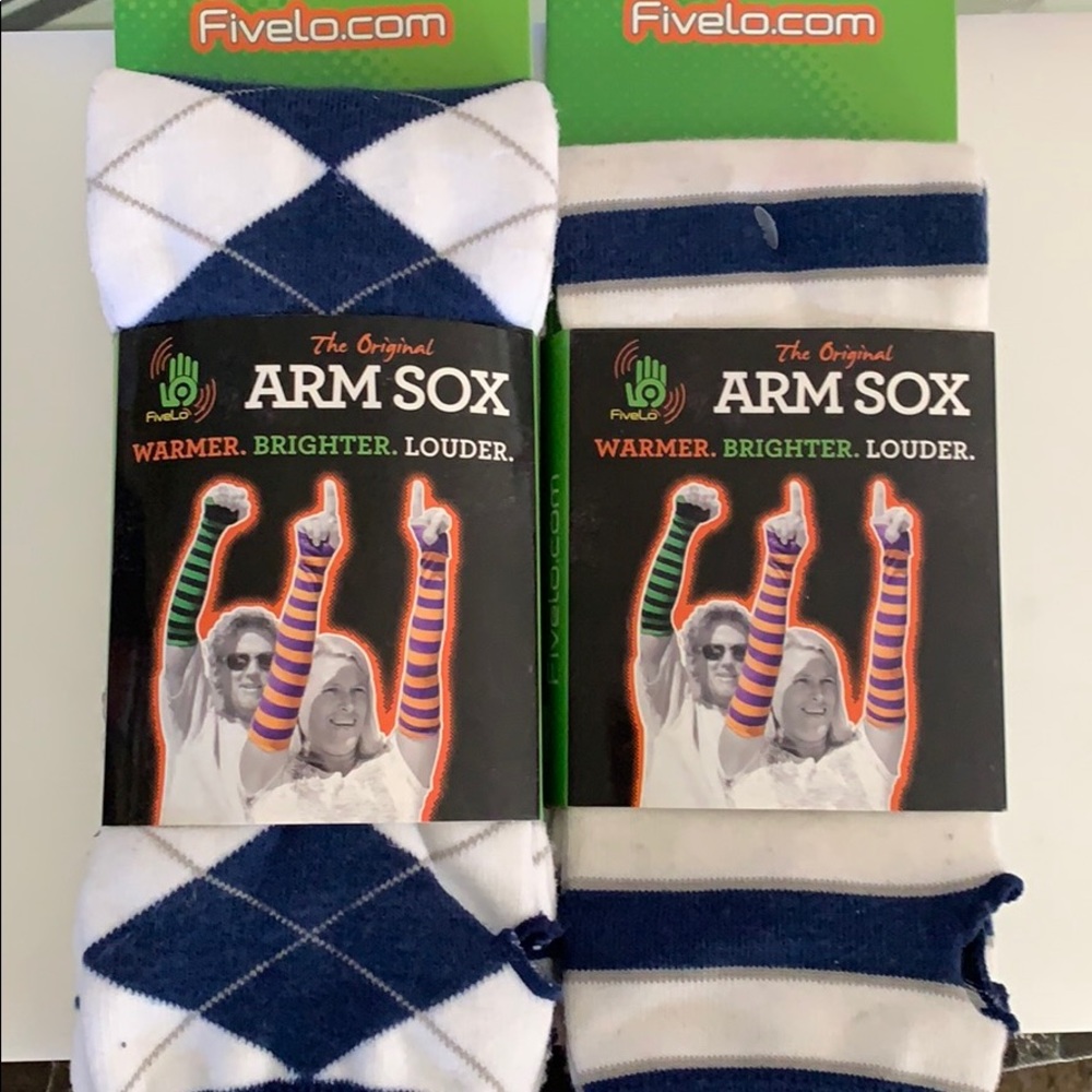 Fivelo blue argyle stripe arm sox sleeves socks